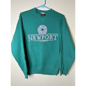 Vintage 90s Newport Beach California Sweatshirt Large Made In USA Crewneck Teal